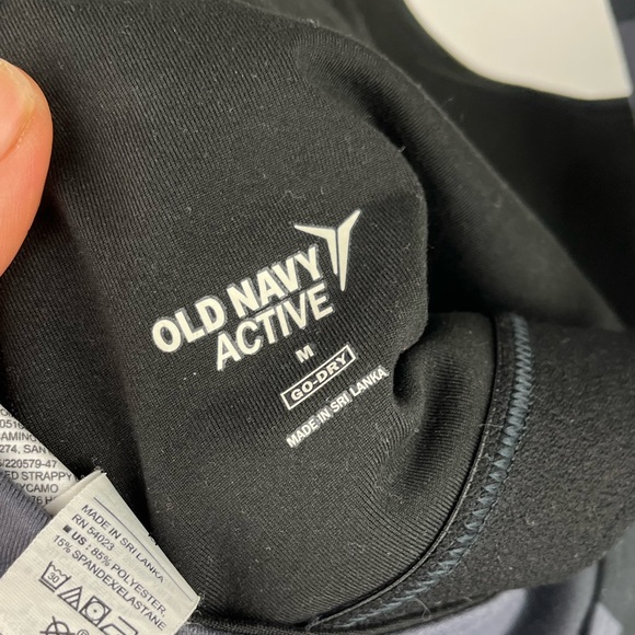 Old Navy Active Go-Dry Sports Bra Strappy Camo Print Gray Black Size Medium - Picture 6 of 8